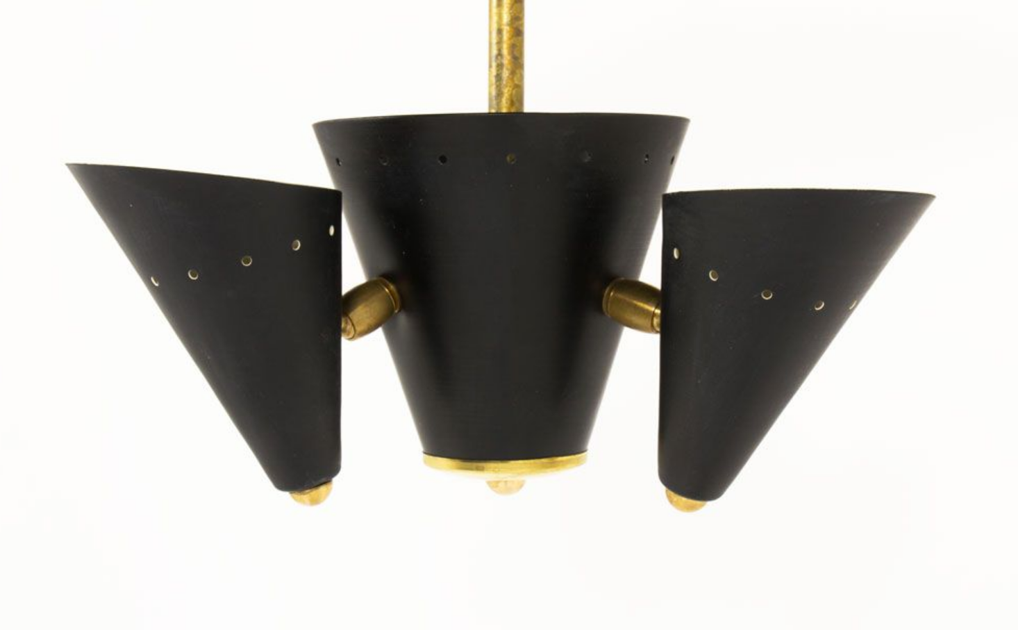 Pair of Italian chandeliers in brass and metal lacquered black