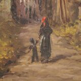 Tableau signé paysage huile sur carton du 19ème siècle