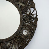 Brutalist metal mirror, 1950 - 52cm