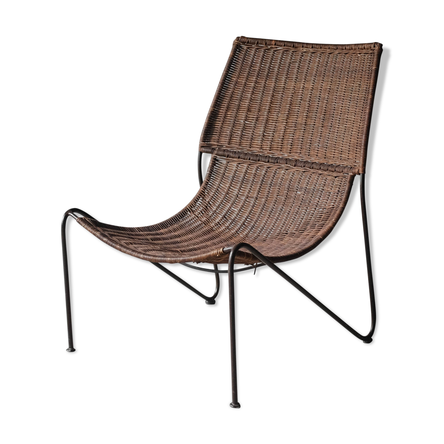 Frederick Weinberg USA rattan chair and metal structure, 1950