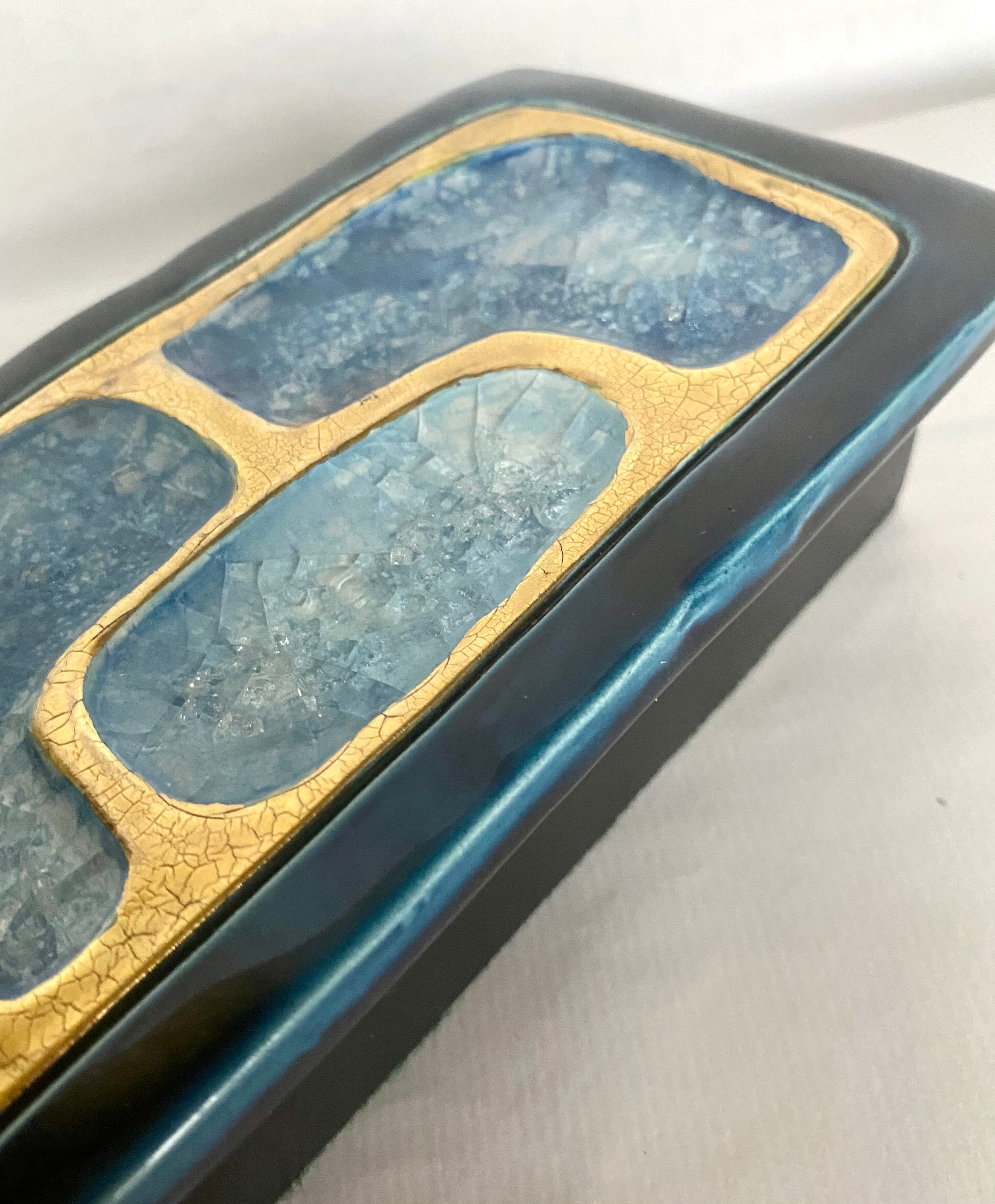 Box of Mithé Espelt ceramics, wood, 60s