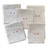 5 country tea towels in BM monogram linen damask.