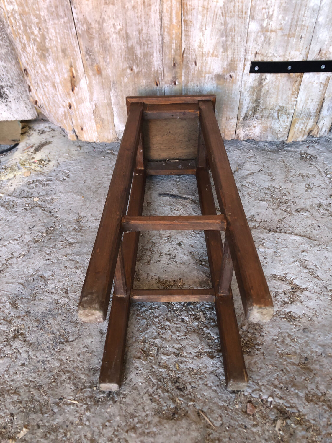 Vintage wood high stool