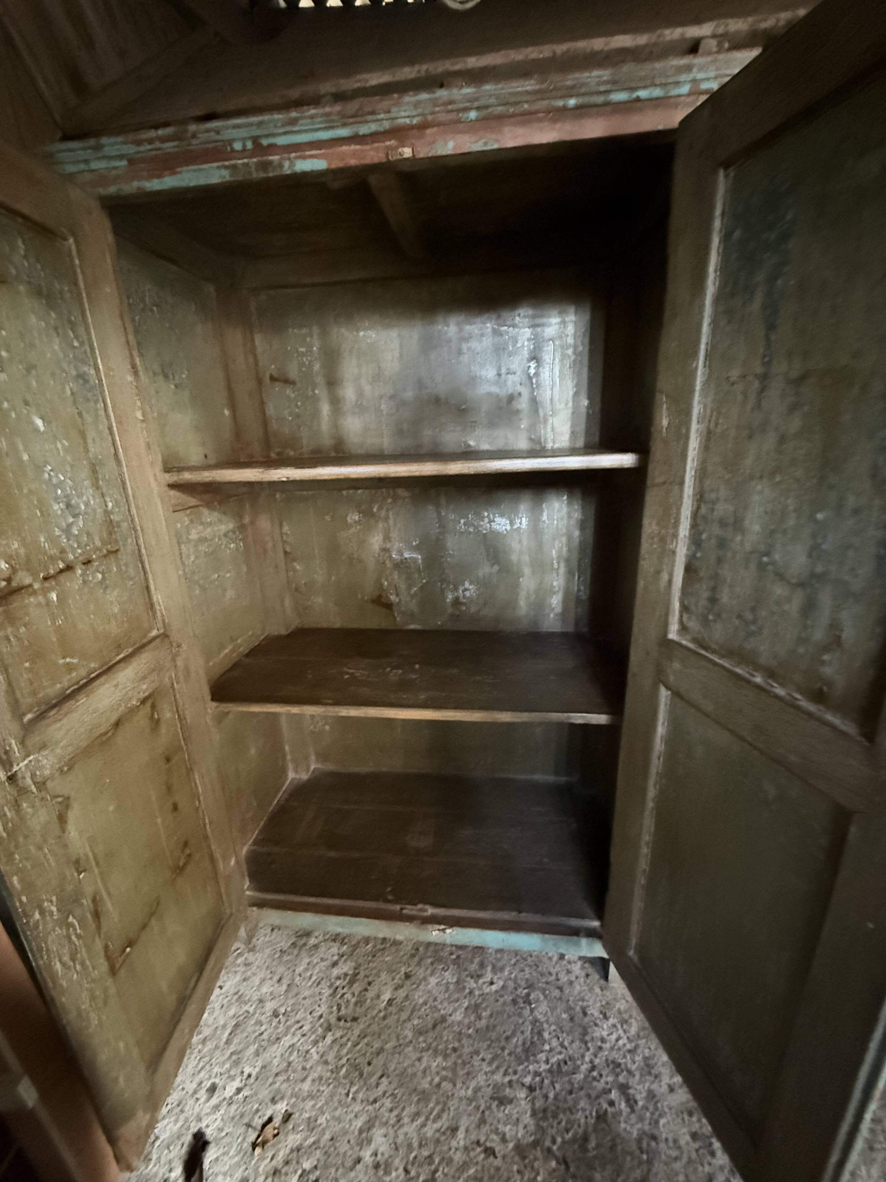 Vintage Metal & Wood Wardrobe