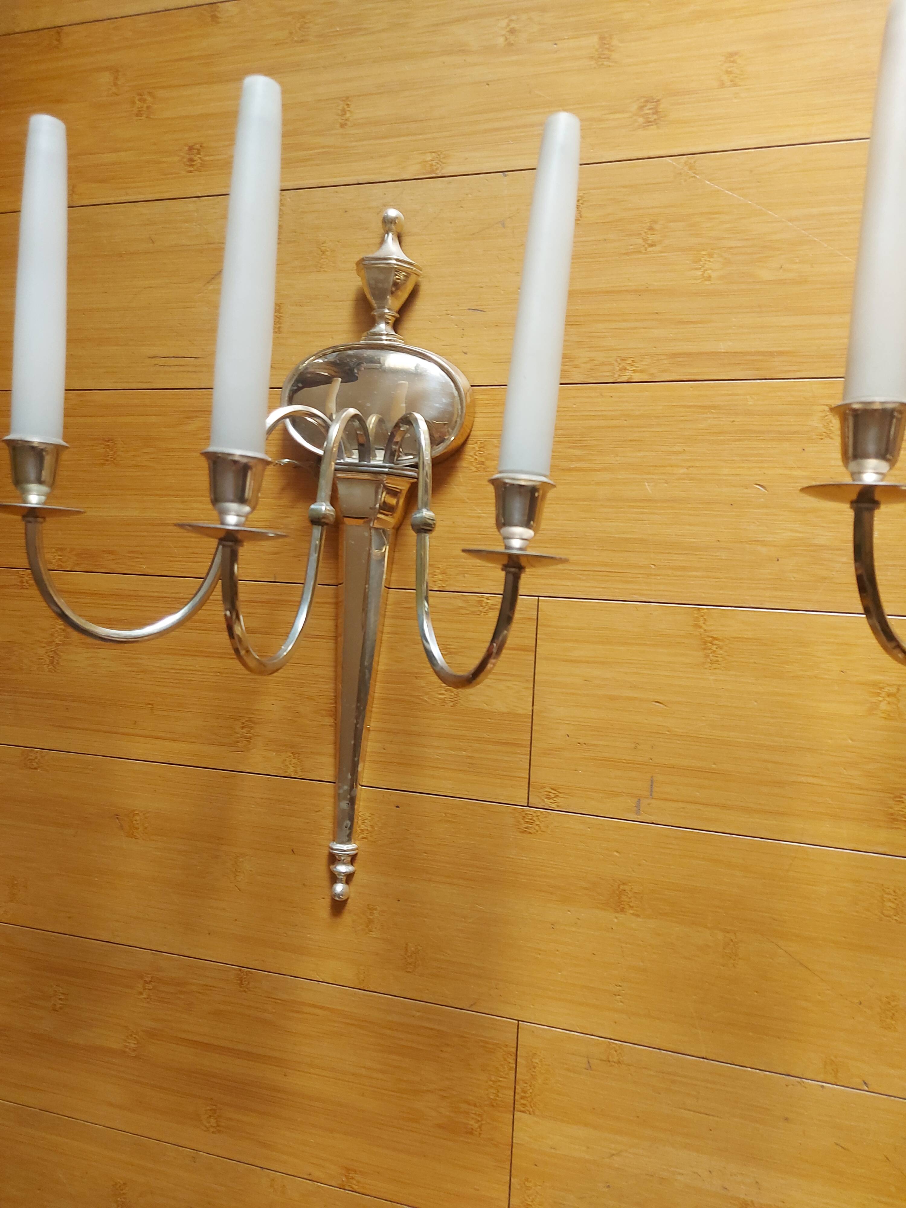2 silver bronze wall lights