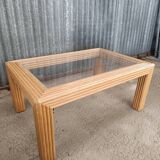 Rattan/bamboo glass coffee table