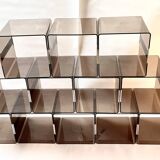 Set of 12 Michel Dumas lockers, smoked plexiglass and chrome insert.