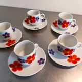 5 vintage cups. Manufacture Winterling Marktleuthen Bavaria - Floral patterns, 70s style