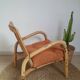 Vintage rattan and braided rope armchair