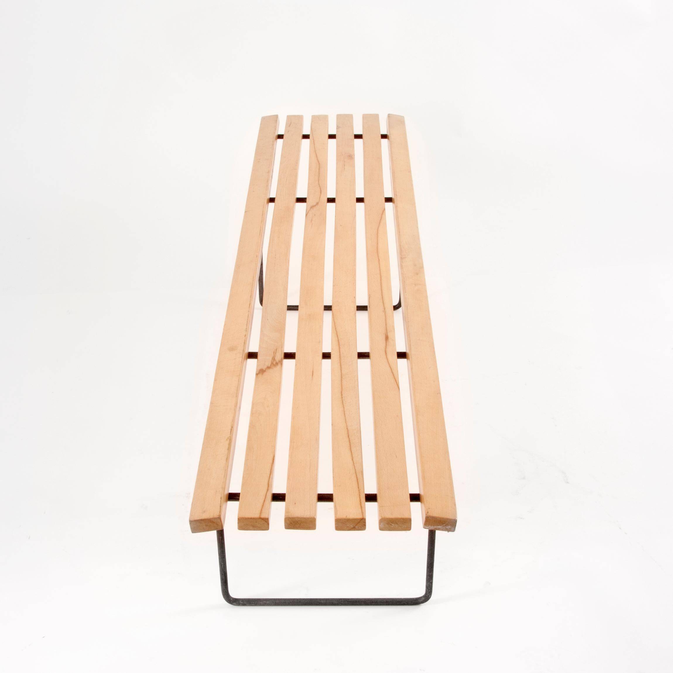 Mid-century slatted bench by Harry Bertoia for Knoll International, USA, 1960s.