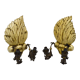 Pair of Hollywood Regency sconces in carved, painted and patinated wood, 1950s