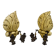 Pair of Hollywood Regency sconces in carved, painted and patinated wood, 1950s