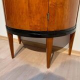 Biedermeier Demilune Half Cabinet in Cherrywood and Brass, France, 1810s