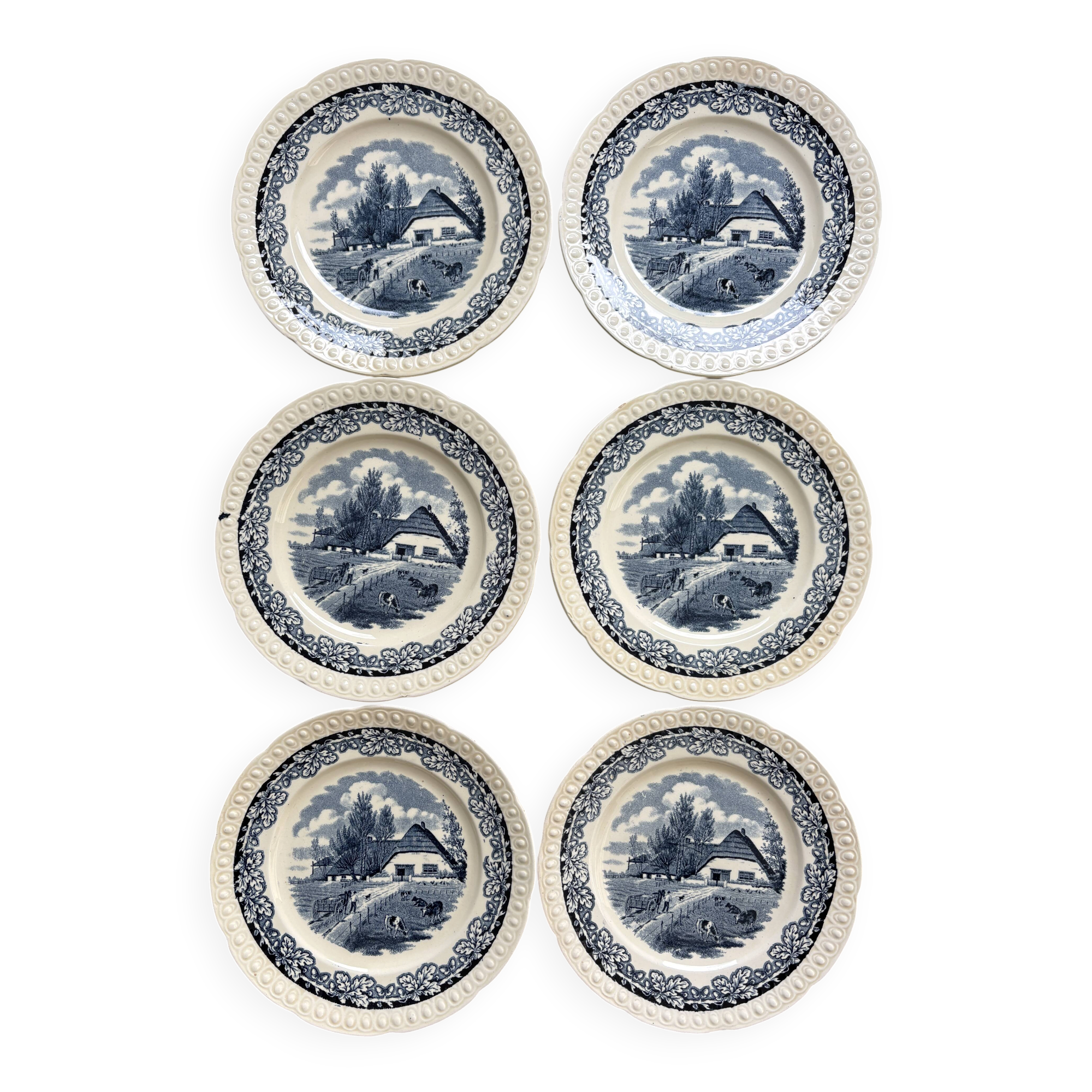 Lot de 6 assiettes à dessert anciennes