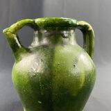 Cruche en grès émaillé vert XIXe
