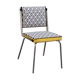 Chaise tube rétro motifs noirs et blancs velours jaune