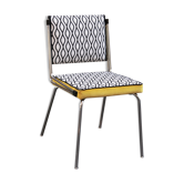 Tube Chair retro black and white velvet patterns yellow