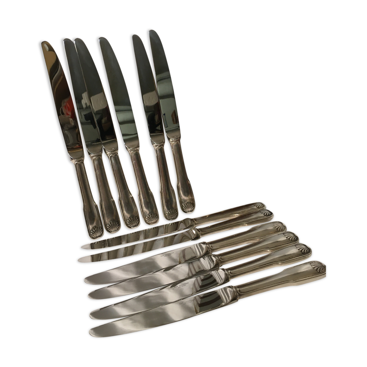 12 silver/stainless steel knives Guy Degrenne