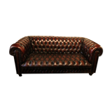 Real chesterfield sofa in dark brown tins