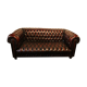 Canapé Chesterfield en cuis marron foncé