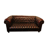 Real chesterfield sofa in dark brown tins