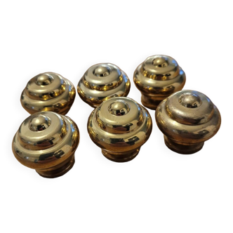 6 polished brass furniture knobs 30mm