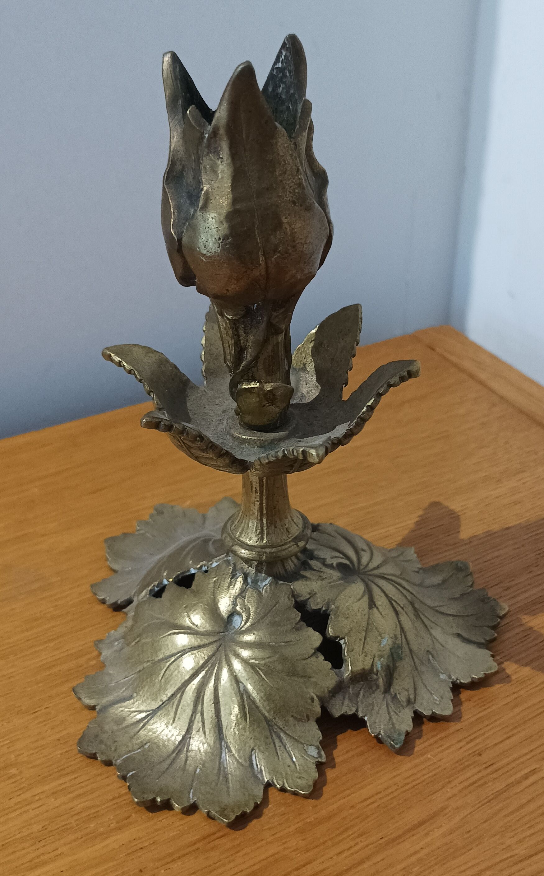 Art nouveau bronze candle holder