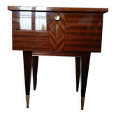 Table de chevet vintage en bois et laiton – design années 50 – style r
