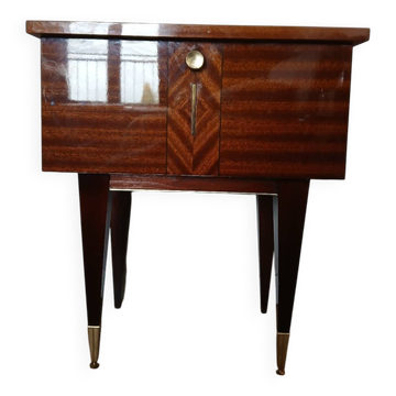 Table de chevet vintage en bois et laiton – design années 50 – style r