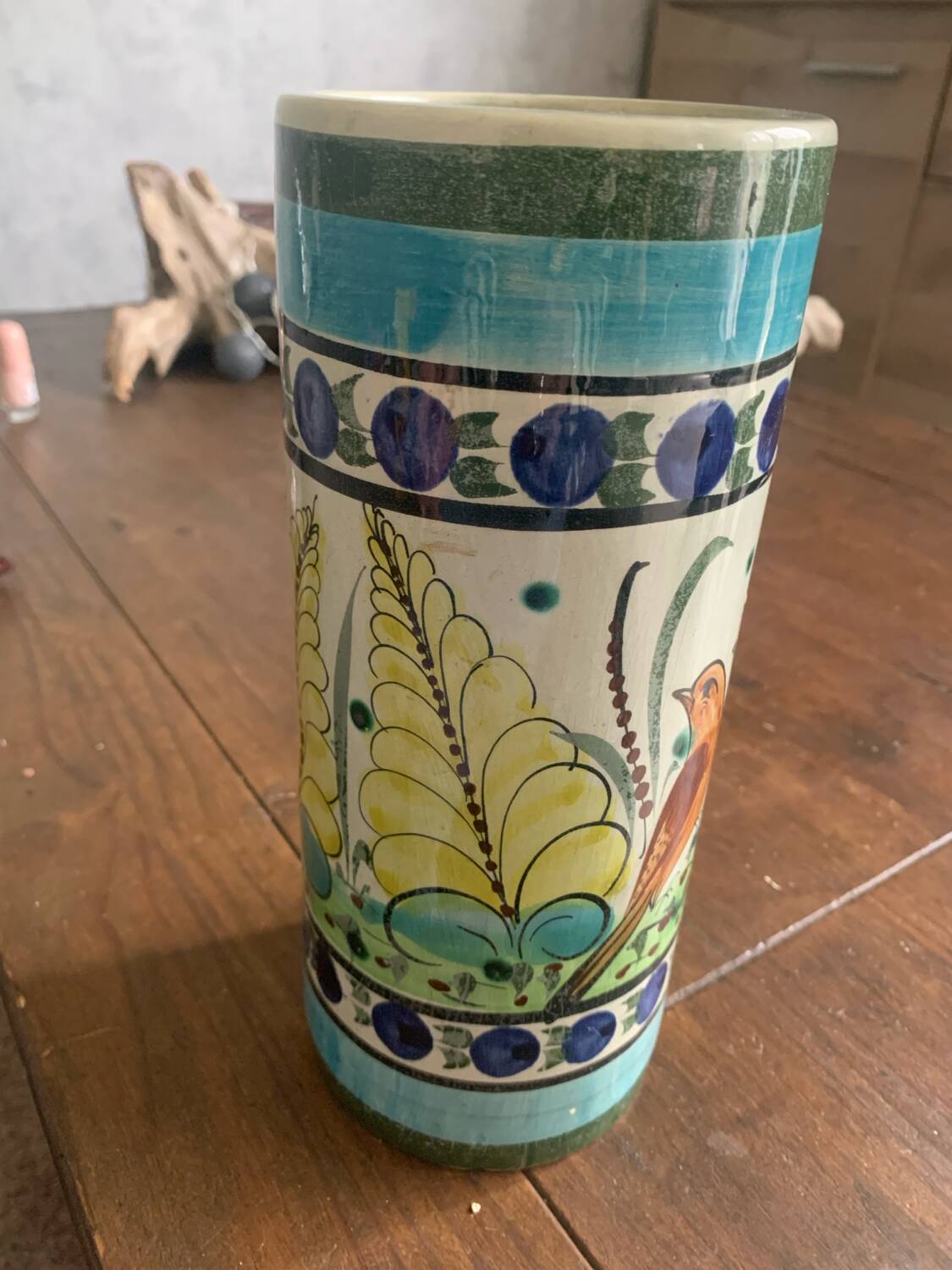 Tonala Mexico Bird Decor Vase