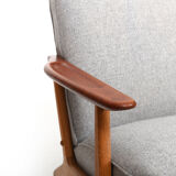 1950s danish 3-seater sofa in solid oak and teak