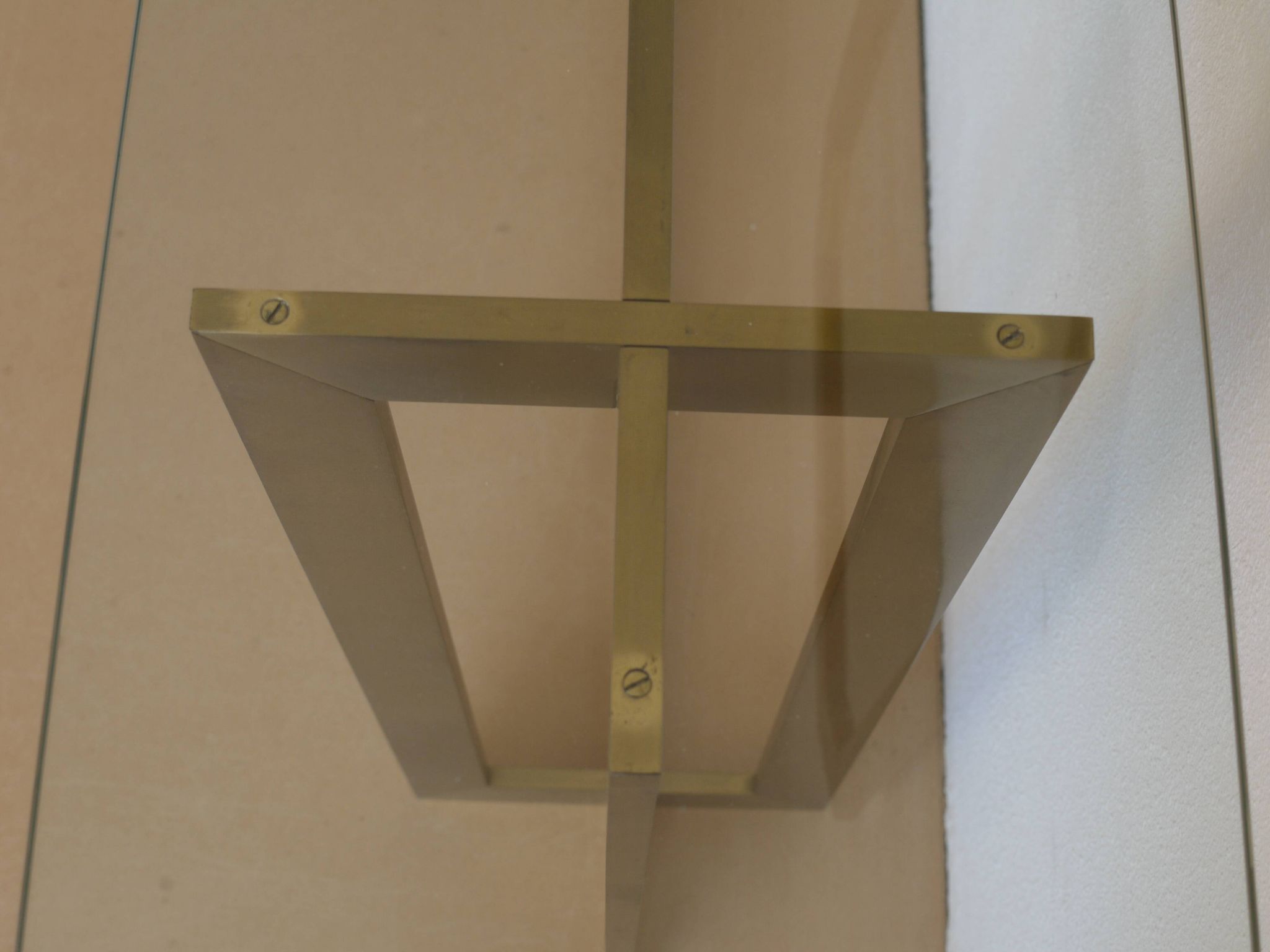 Modernist brass and glass console table & mirror. 1970s