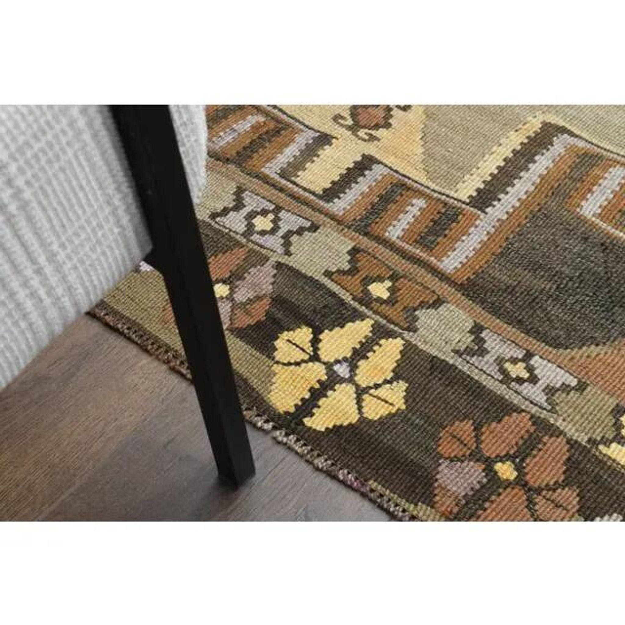 1970s Vintage Turkish Hand-Knotted Wool Cotton Brown Runner Rug 150x390