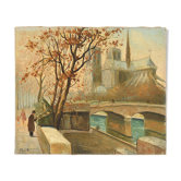 Huile sur toile Vue de Notre Dame