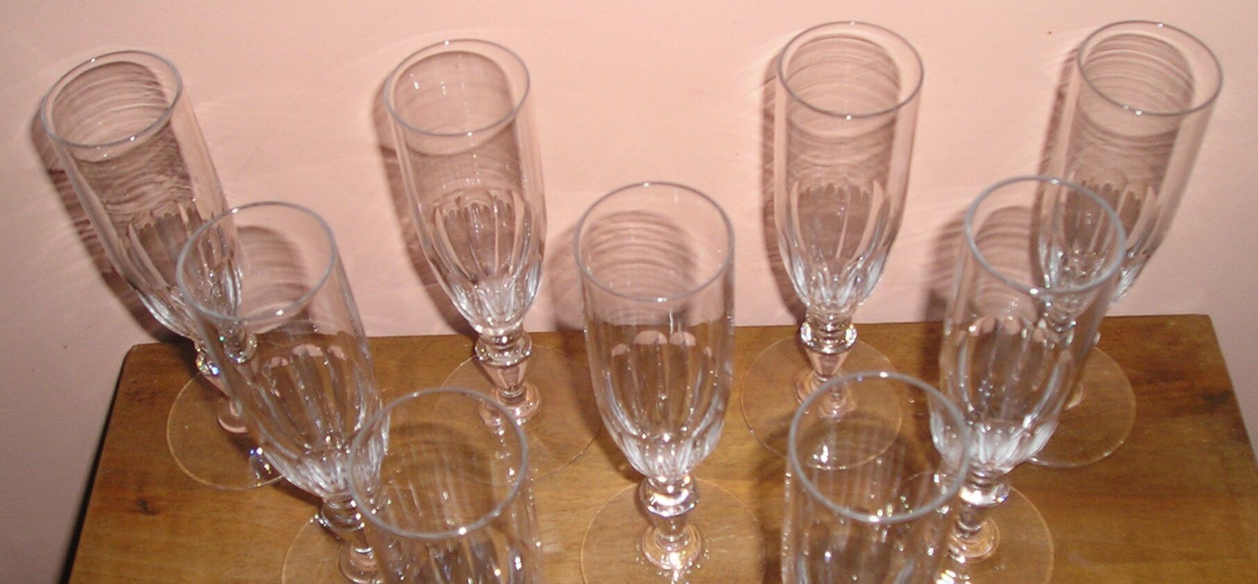Set of 10 crystal champagne flutes