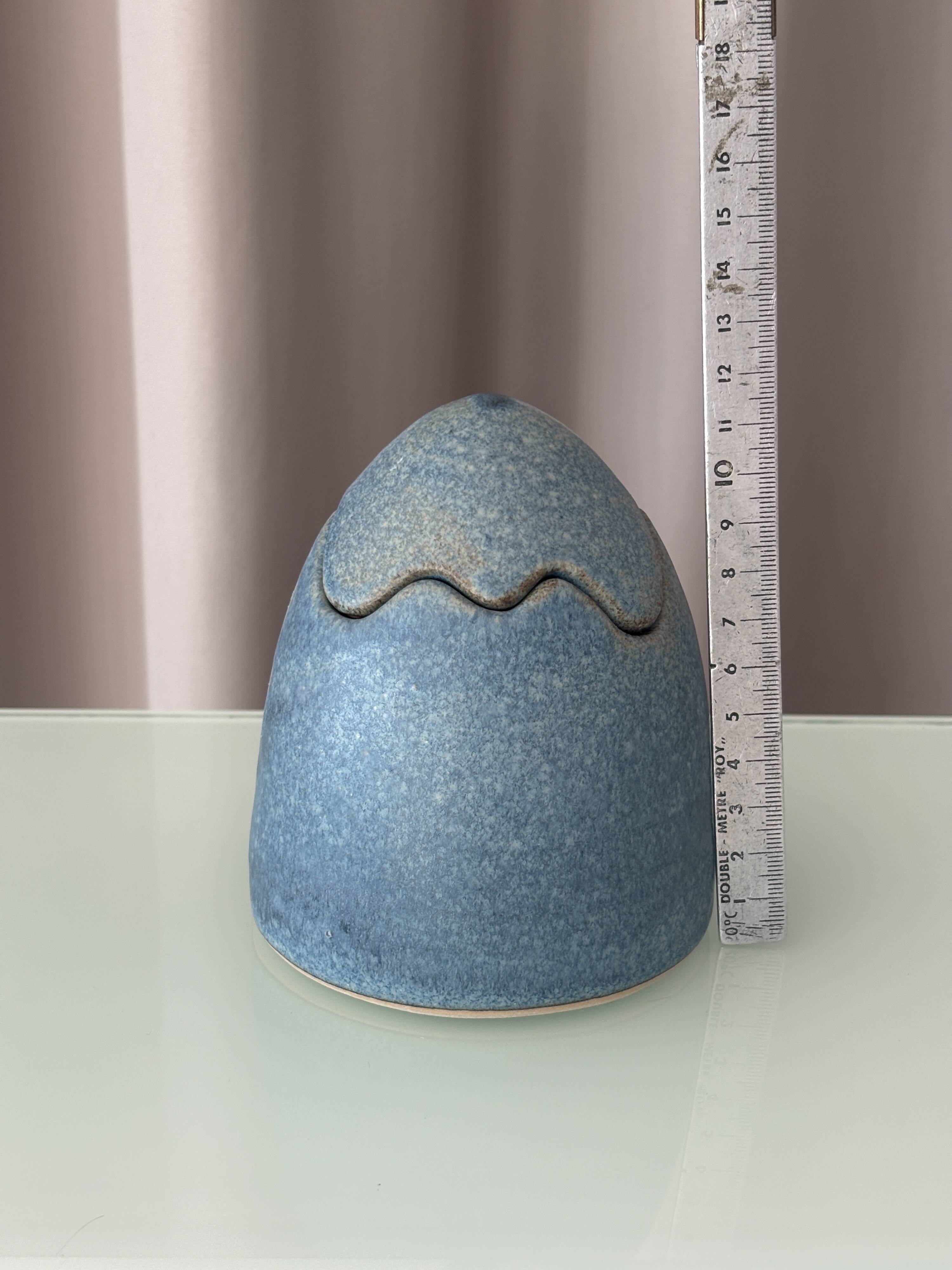 Boîte à œufs en céramique vintage – Boîte à souvenirs en grès bleu