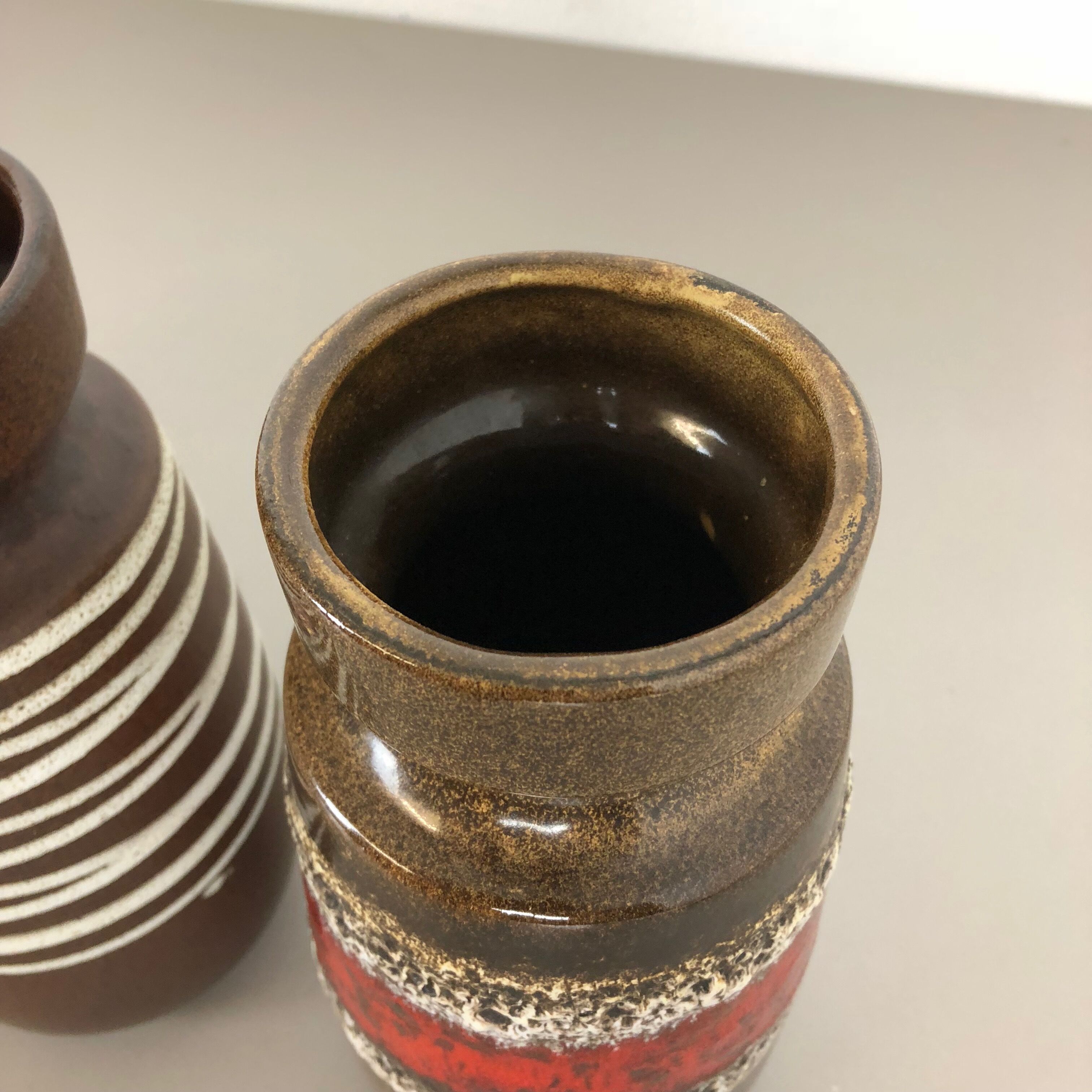 Set of four vintage pottery fat lava "242-22" vases made by Scheurich, Germany