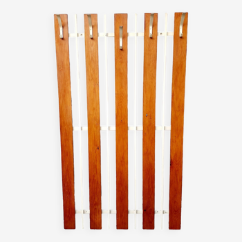 Wood & Metal Wall Sleek Coat Rack, 1960s