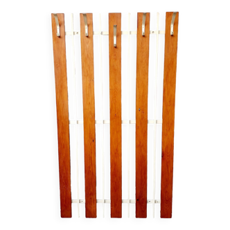 Wood & Metal Wall Sleek Coat Rack, 1960s