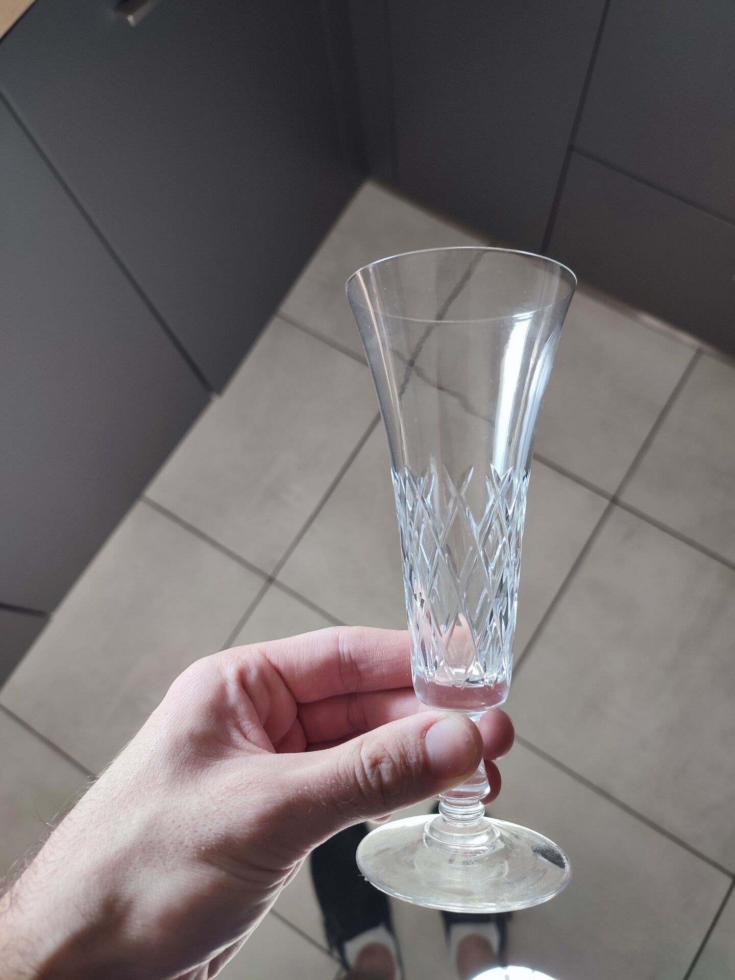 4 crystal champagne flutes in the crystalline style of Lorraine