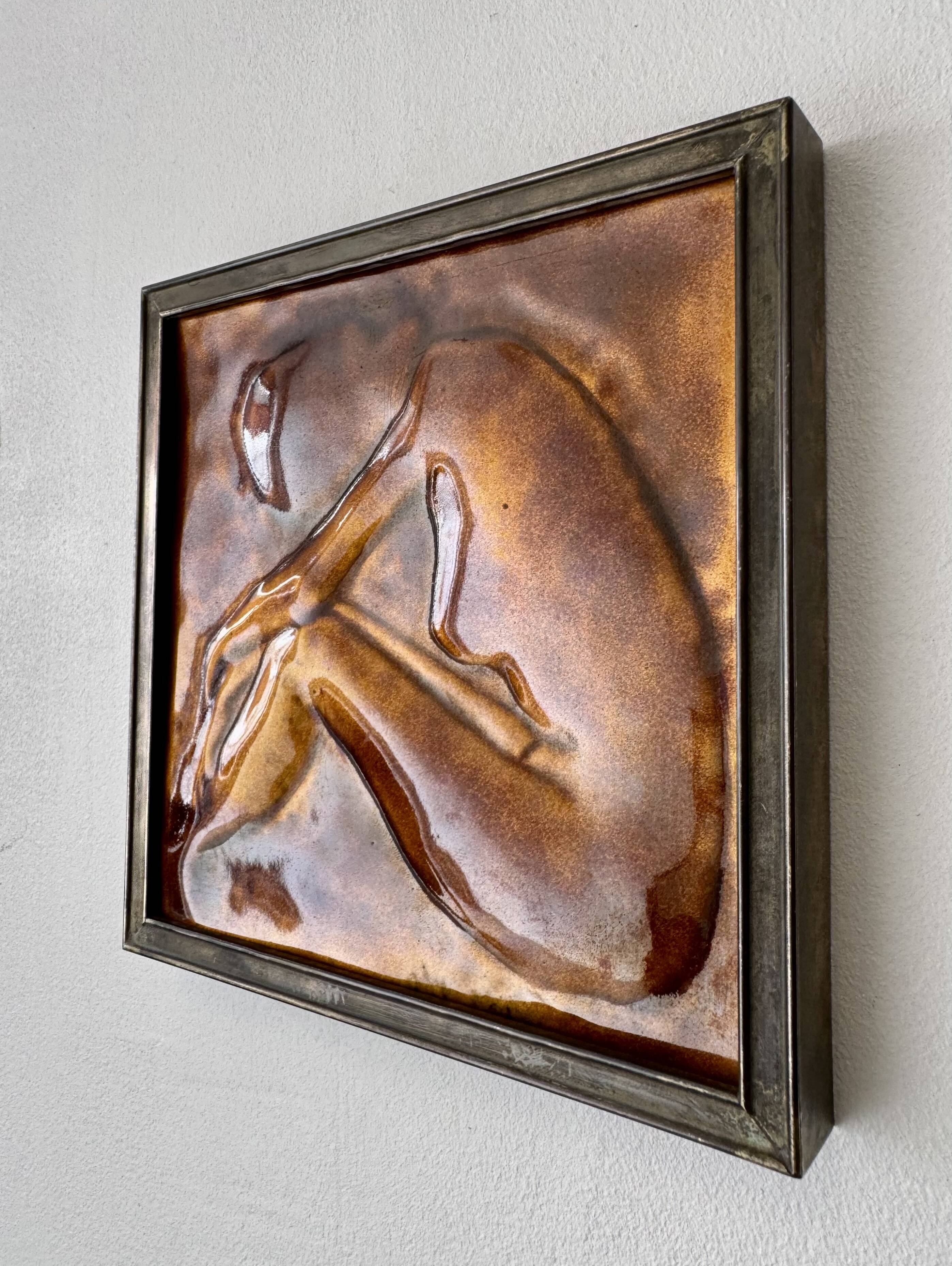 Vintage Ceramic Relief Tile Framed Female Figure