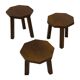 Tables d'appoint hexagonales brutalistes en chêne, années 1950, lot de 3