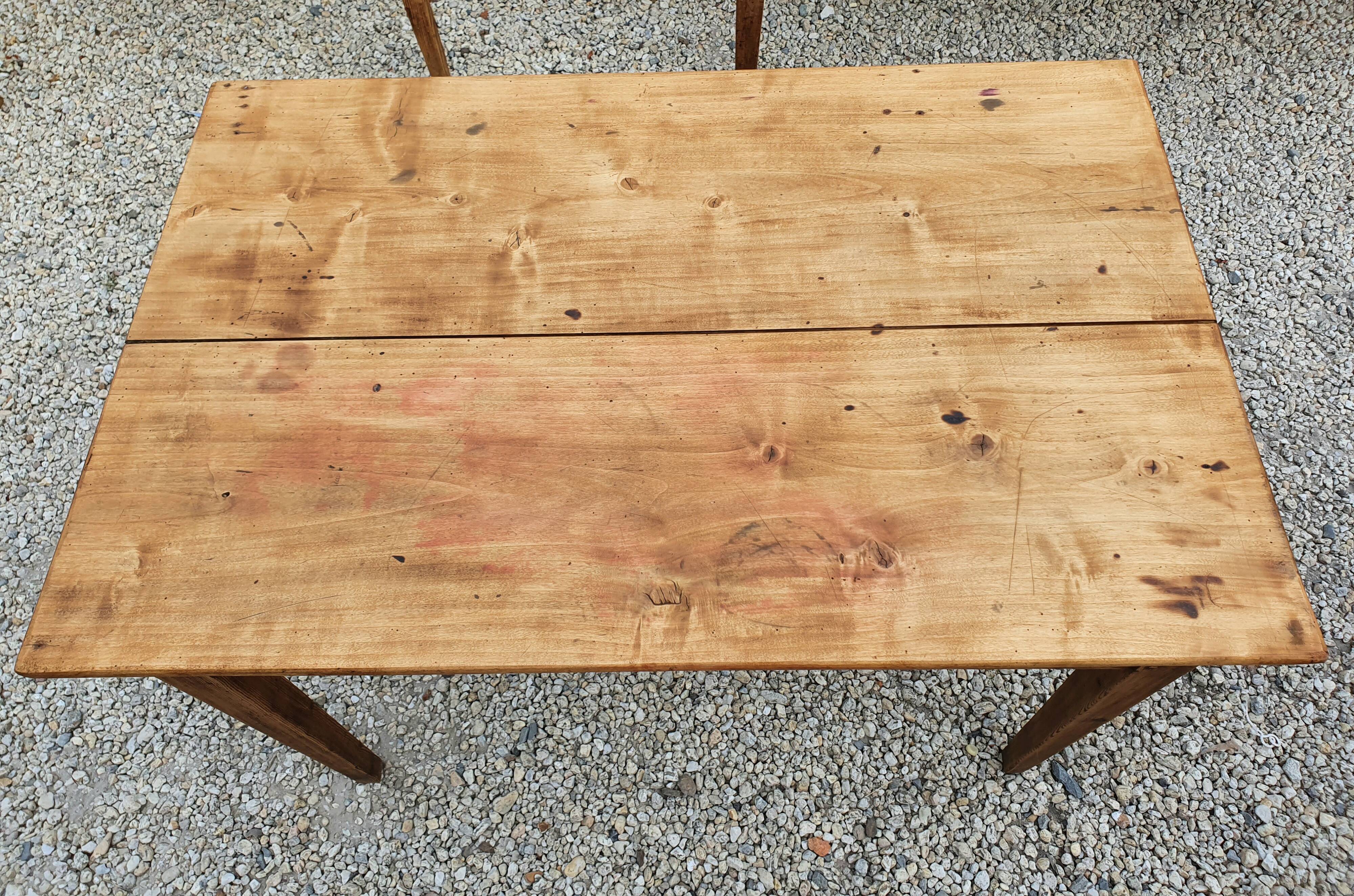Old farmhouse table waxed wood 110 cm