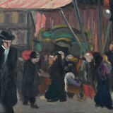 Painting “Street Scene” by C. Subileau – Early 20th century