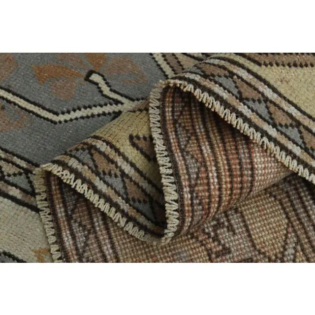 1970s Turkish Oushak Handmade Wool Cotton Brown Area Rug 183x248