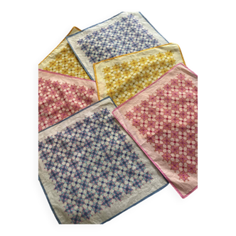 6 luxury vintage handkerchiefs in pure cotton from the Winkler brand, Pop model. Original box