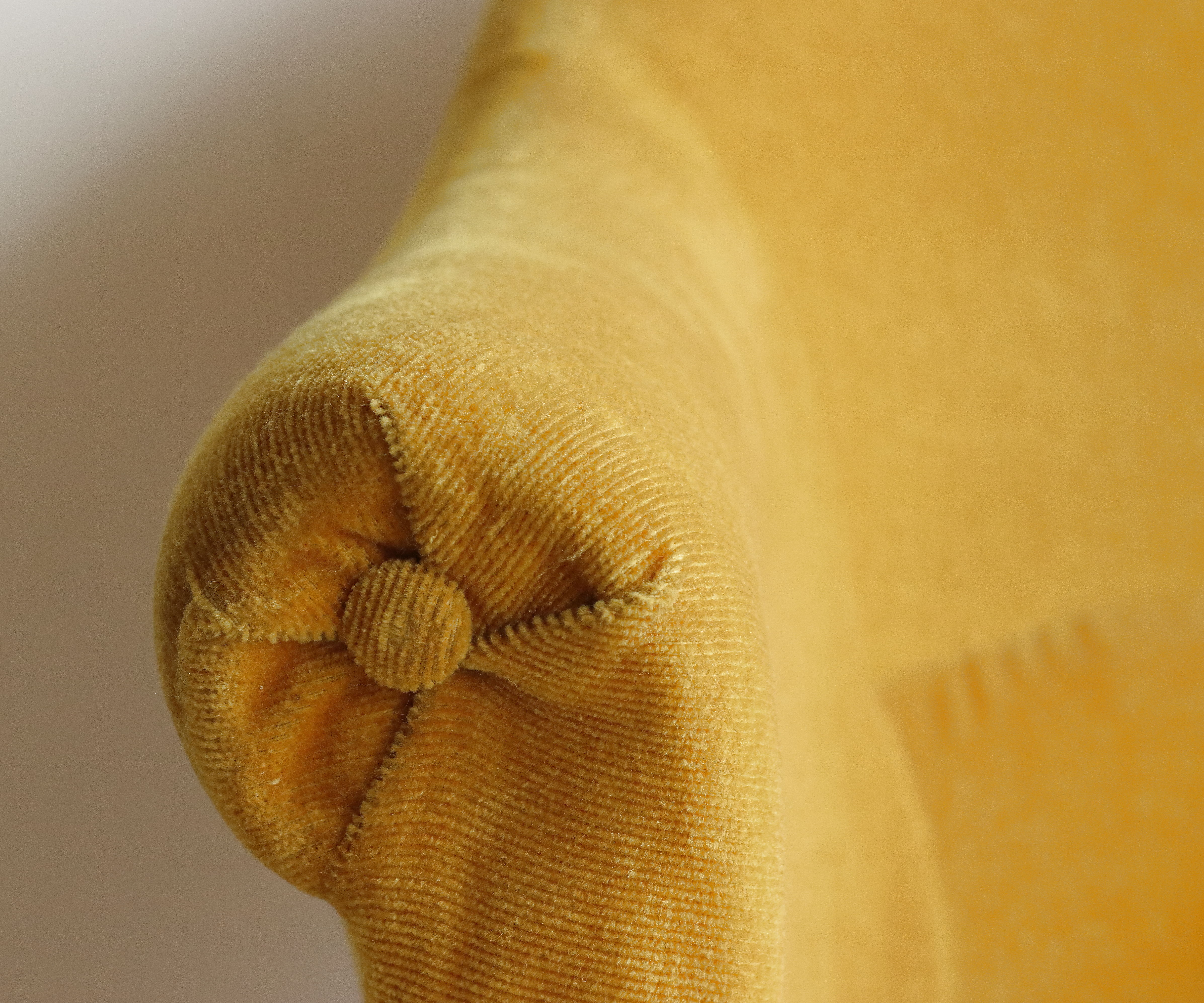 Mustard yellow velvet toad armchair