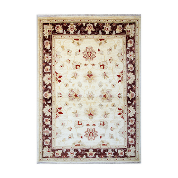 Traditional ceam wool ziegler rug handwoven floral carpet- 106x150cm