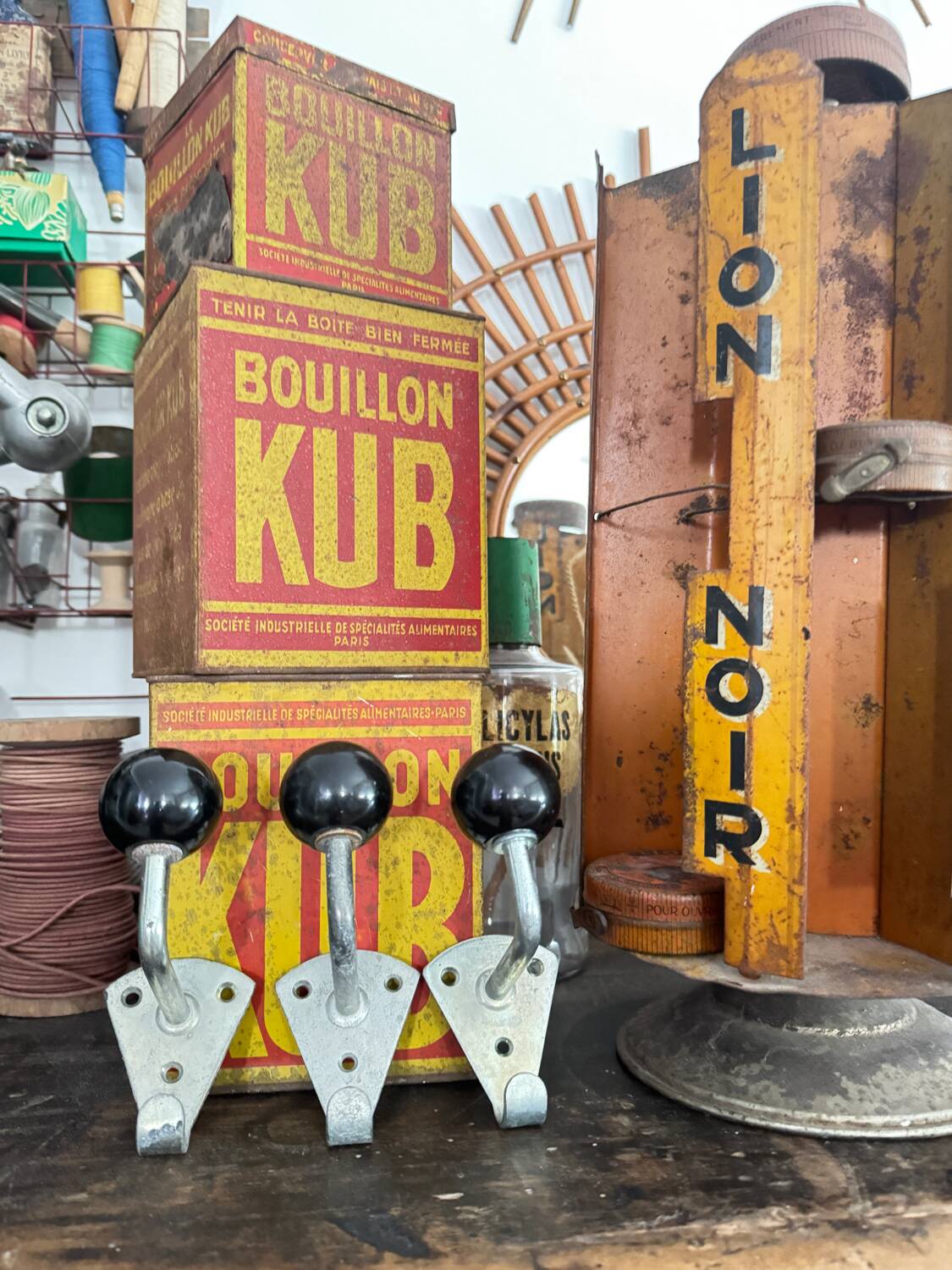 Old vintage black Bakelite ball hooks