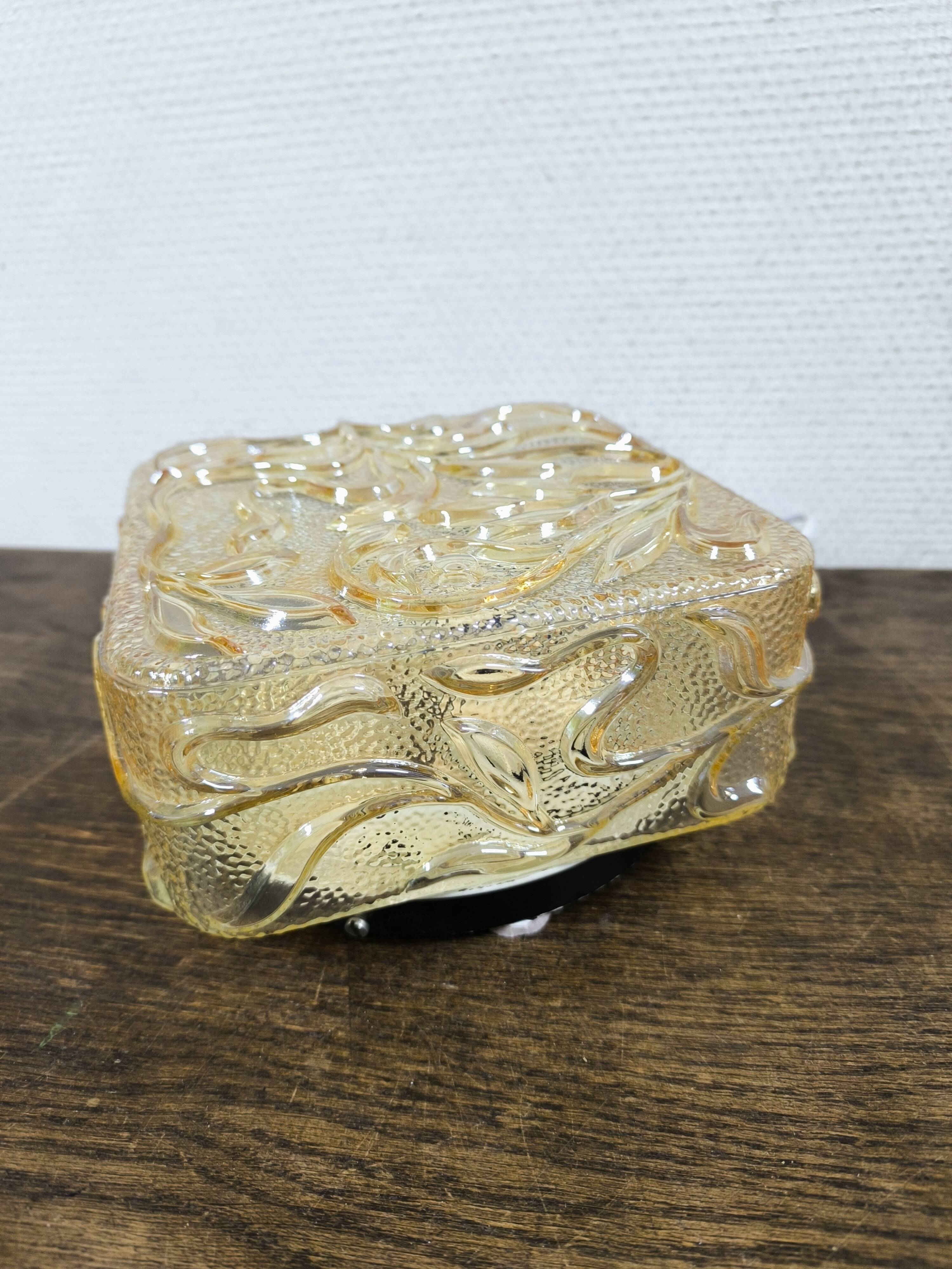 Amber glass wall lamp vintage flowers